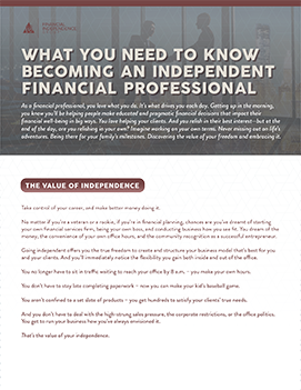 Becoming an Independent Financial Professional 