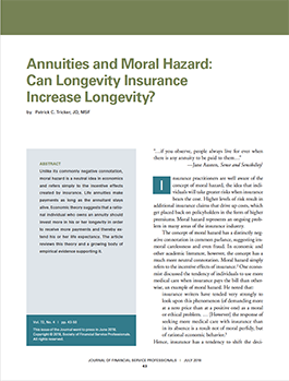 Annuities and Moral Hazard: Can Longevity Insurance Increase Longevity? 